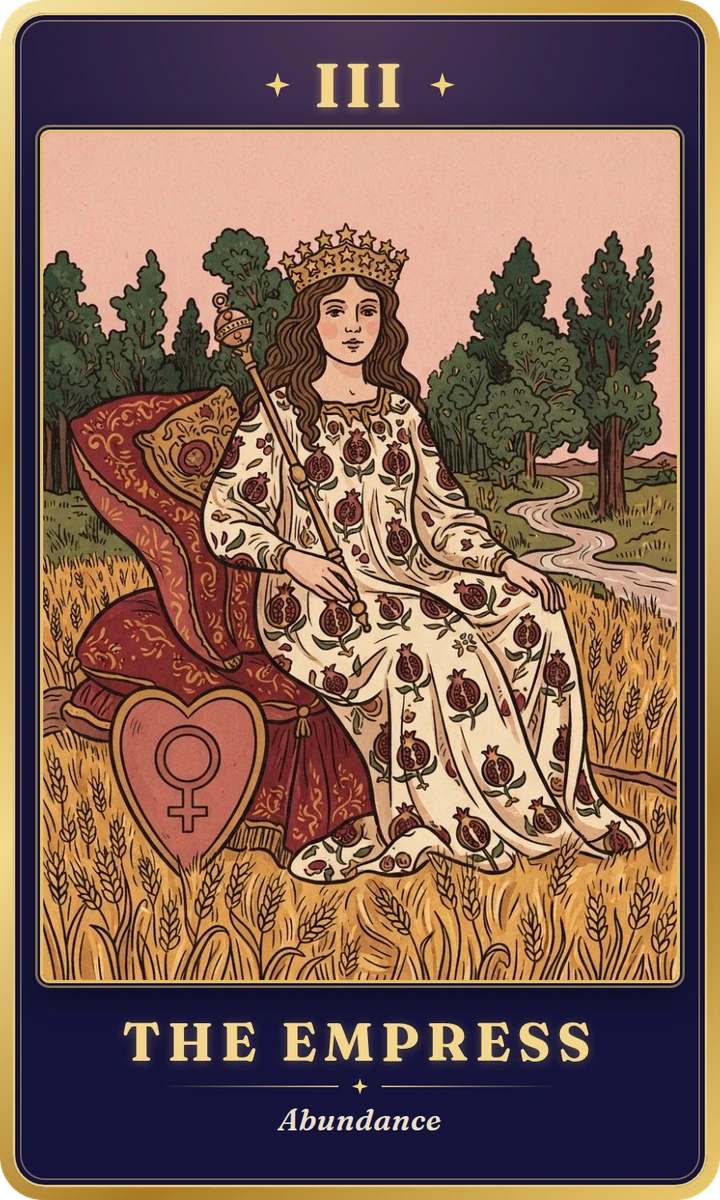 The Empress: tarot card result. A tarot card numbered III, The Empress